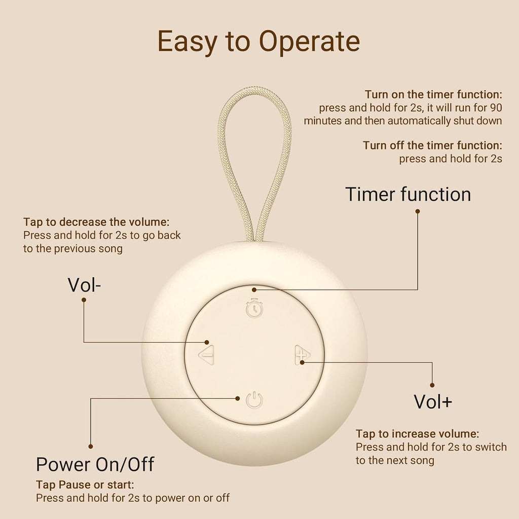 Portable Baby Sound Machine & Essentials for Babies & Kids-Putty