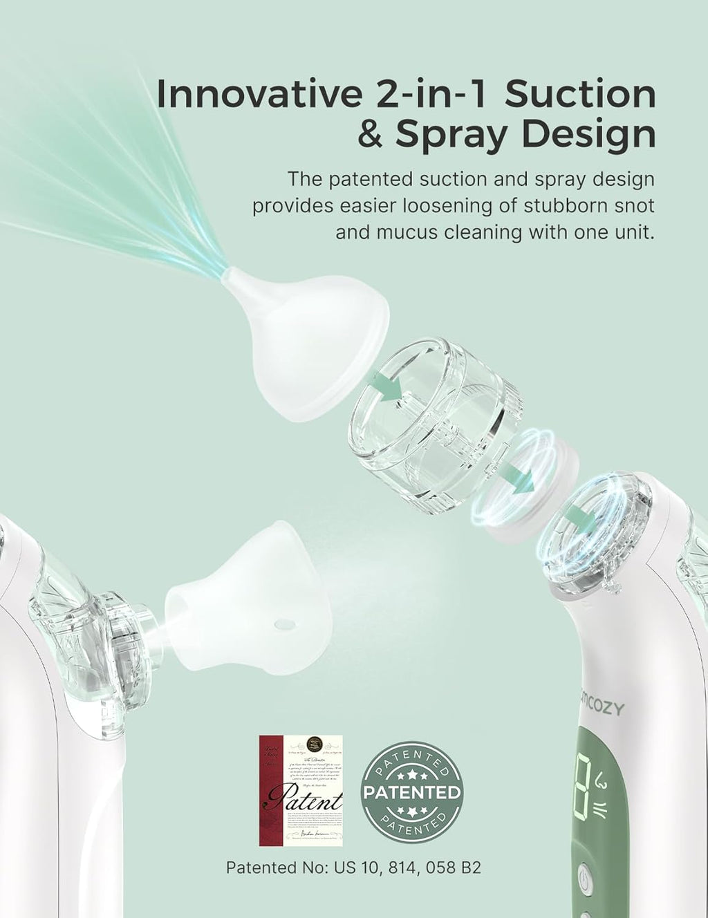 Momcozy BreezyClear™ 2-in-1 Electric Nasal Aspirator for Baby with Spray