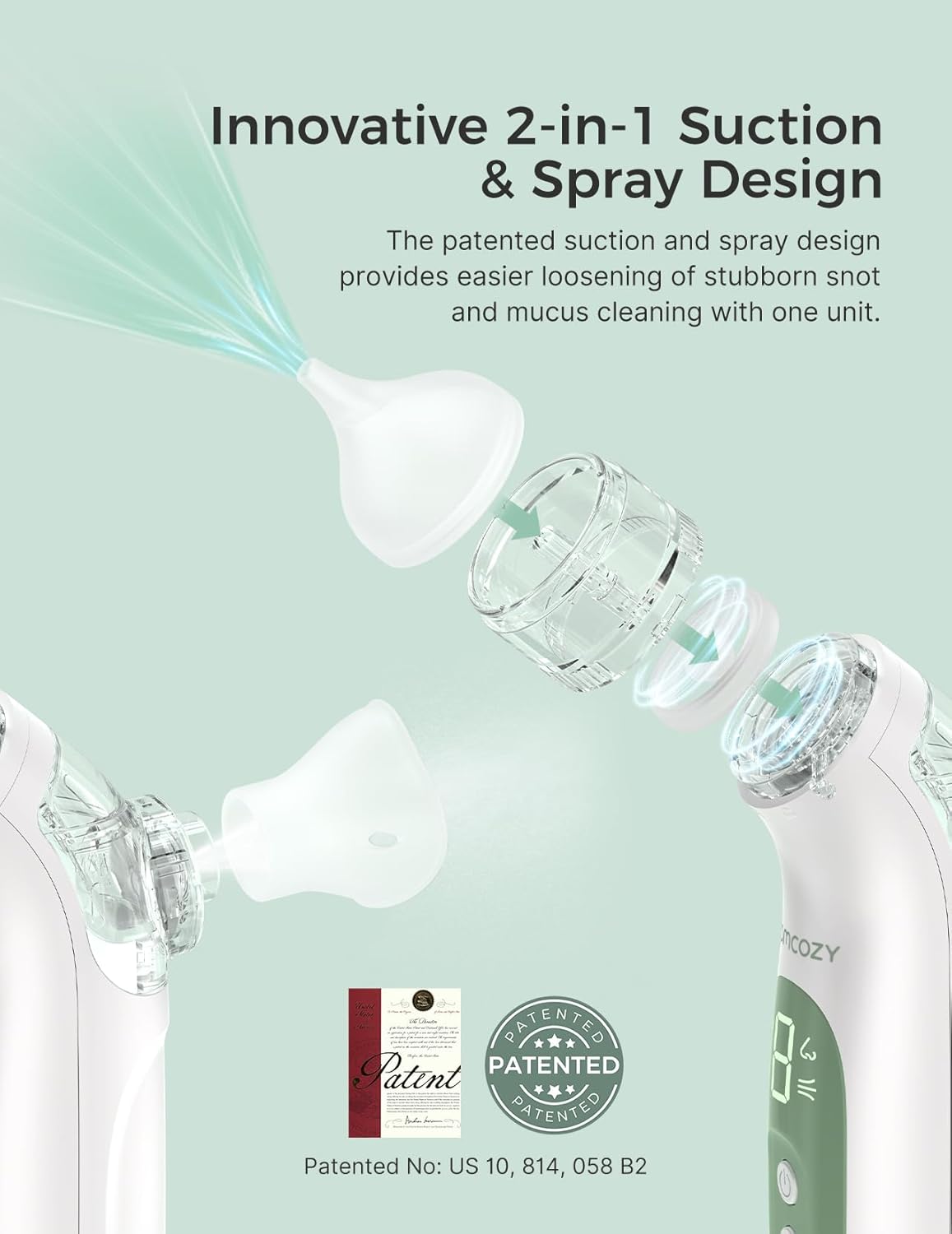 Momcozy BreezyClear™ 2-in-1 Electric Nasal Aspirator for Baby with Spray