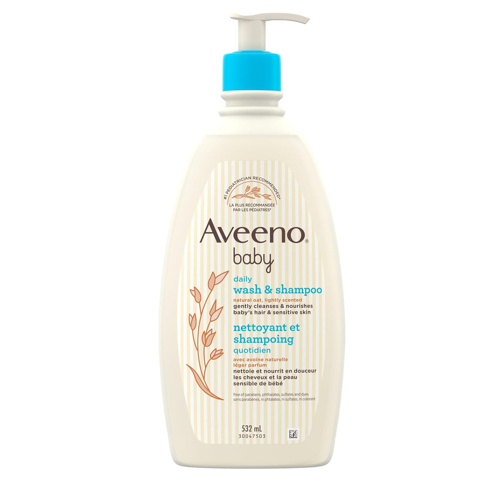 Aveeno Baby Daily Moisture Wash & Shampoo, Tear-Free, 18 fl. oz
