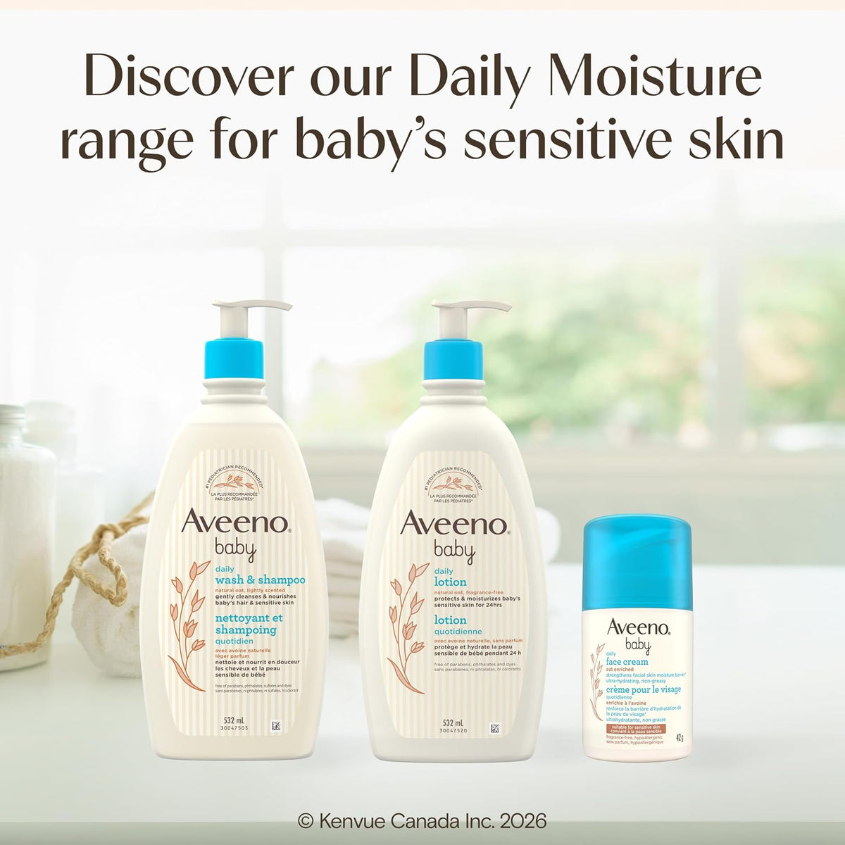 Aveeno Baby Daily Moisture Wash & Shampoo, Tear-Free, 18 fl. oz