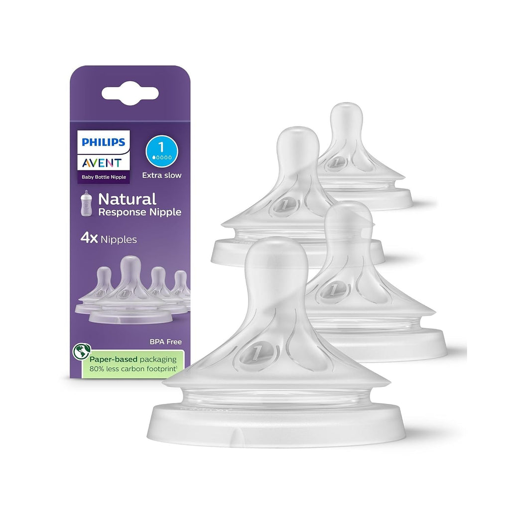 Philips Avent Natural Response Baby Bottle Nipple, Slow Flow, 4-Pack