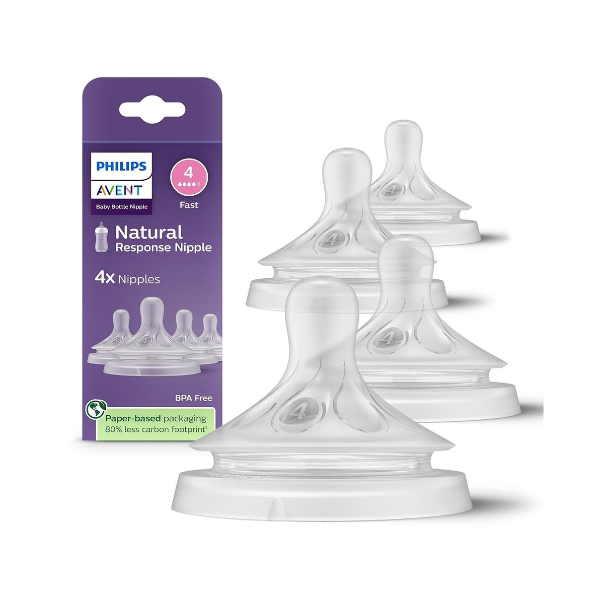 Philips Avent Natural Response Baby Bottle Nipple, Slow Flow, 4-Pack