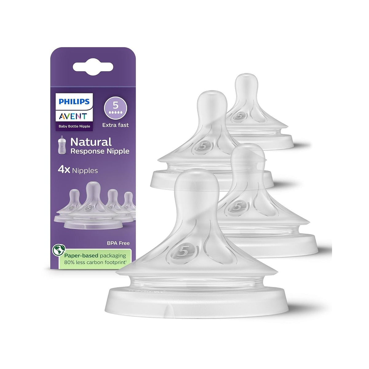 Philips Avent Natural Response Baby Bottle Nipple, Slow Flow, 4-Pack